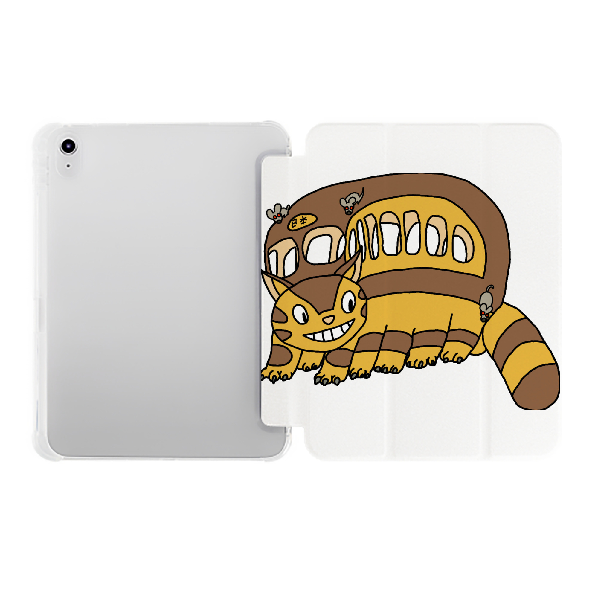 （画像用） となりのトトロ 草壁メイ 草壁サツキ My Neighbor Totoro Satsuki Kusakabe Mei Kusakabe IPad ケース ペン収納付き 三つ折りスタンド PUレザー×シリコン 対応機種9.5/10.5/10.9インチ